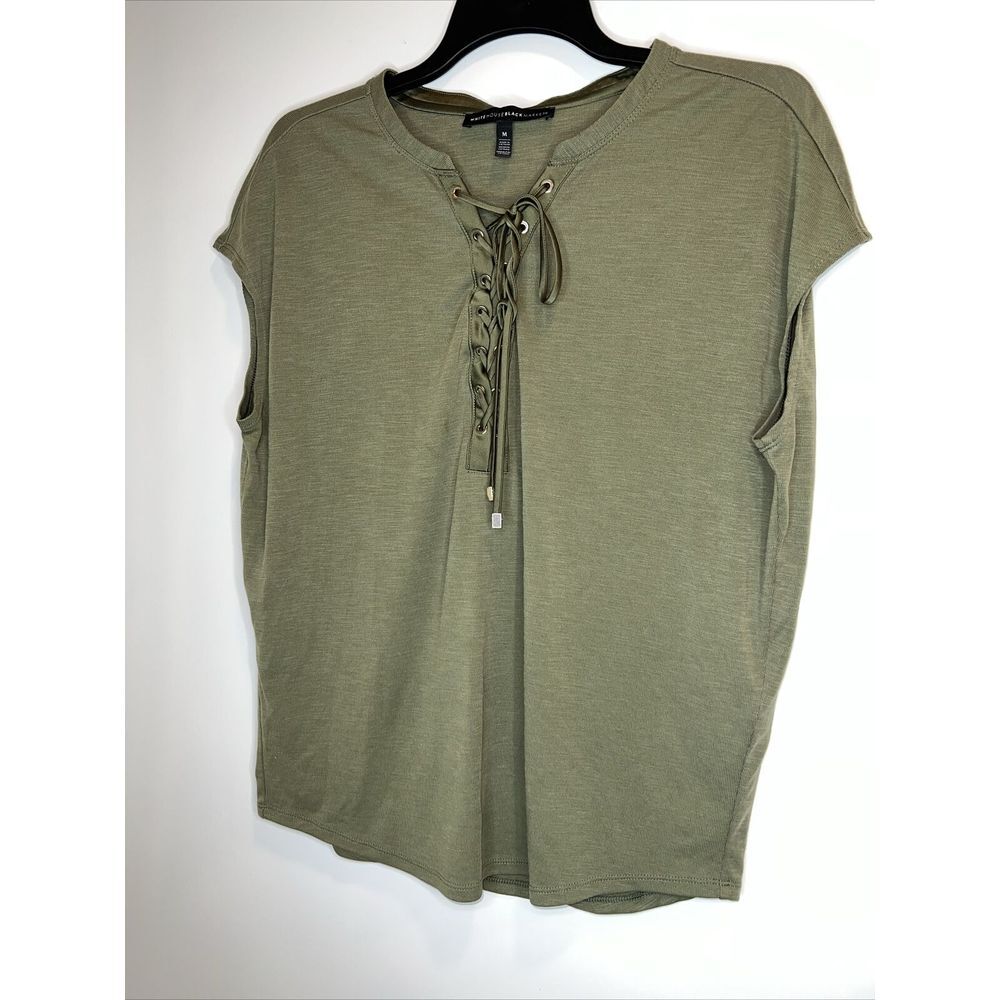 White‎ House Black Market Women Green Short Sleeve Top Medium